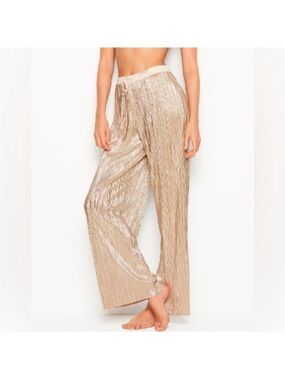 Victoria’s Secret Metallic Pleated Pajama Pants, Size Medium